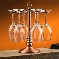 红酒杯挂架高脚杯架家用免打孔红酒杯架葡萄酒杯挂架高脚杯架倒挂|古铜宝塔杯架(适合24厘米酒杯)