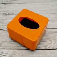正方形塑料纸巾盒小号加厚抽纸盒子饭店餐厅酒店餐巾纸盒|灰底橘色 10个装