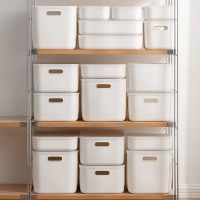 家用桌面收纳盒多功能杂物收纳篮带盖防尘学生宿舍收纳箱储物箱