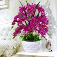 仿真花套装蝴蝶兰花假花盆栽客厅电视柜装饰花客厅室内摆件塑料花