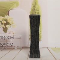 藤编铁艺简约仿陶瓷花瓶客厅干花插花落地大树脂北欧装饰花器摆件|黑色40CM密度板