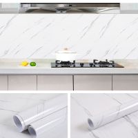 厨房防油贴纸防水耐高温橱柜灶台桌面自粘防水墙贴纸卫生间瓷砖贴|爵士白 60厘米宽x5米长[送刮板小刀]