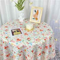 ins风格子碎花桌布绒布少女学生书桌布垫拍照背景布餐桌茶几|橘色花朵 60*60CM(床头柜常用)