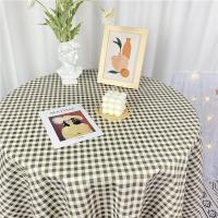 ins风格子碎花桌布绒布少女学生书桌布垫拍照背景布餐桌茶几|橄榄绿格 60*150CM（宿舍常用）