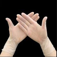 一次性手套乳胶橡胶餐饮家务加厚防水防油外出防护胶皮手套|透明色PVC[50只盒装] S(小号)