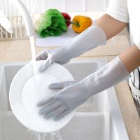 家务手套果冻质感厨房刷碗洗衣服洗菜清洁耐用型女用加厚塑胶手套|猫爪蓝(1双)[体验装] [小号]S码