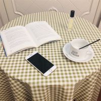 ins风格子桌布学生书桌布日式茶几布客厅北欧少女写字书桌垫|古典橄榄绿格 80*120CM