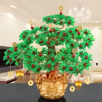 手工串珠发树材料包制作摆件招龙工艺品diy编织成人摇钱树|招财龙7孔10枝—绿色