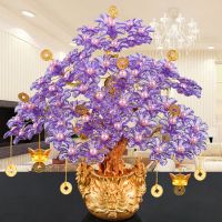 手工串珠发树材料包制作摆件招龙工艺品diy编织成人摇钱树|招财龙7孔10枝—浅紫