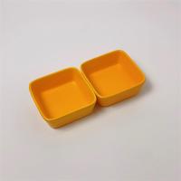 北欧陶瓷酱料碟家用调味小碟创意同款点心小吃ktv水果碟拼盘|黄色 两格零食盘(带木盘)