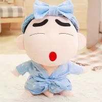 蜡笔小新公仔毛绒玩具抱枕可爱大号jj搞怪玩偶送女生情人节礼物|蓝色星月浴袍眯眼 全长35cm