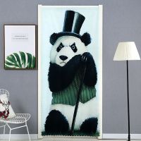 免打孔布艺门帘隔断帘防蚊窗帘四季通用卧室厨房卫生间挂帘魔术贴|绅士熊猫 宽80*高200cm（魔术贴安装）