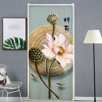 免打孔布艺门帘隔断帘防蚊窗帘四季通用卧室厨房卫生间挂帘魔术贴|蝉荷 宽80*高200cm(魔术贴安装)