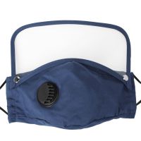 多功能全脸防护面具厨房做饭防油烟口罩炒菜防油溅防尘霾面罩|藏青+2个滤片 一体式不可拆卸