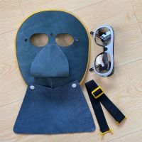 新型牛皮电焊面罩焊工防护眼镜烧焊工电焊面具隔热防飞溅防烫|牛皮面罩+透明眼镜+护颈+绑带