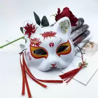 和风妖狐狸面具半脸化妆舞会唐猫diy手绘古风汉服cos猫脸|繁花喵
