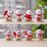 招猫创意可爱公仔实心树脂手办动物人偶微景观制作盆景日式摆件