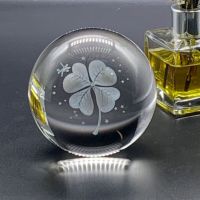 发光3d四叶草蒲公英银河水晶球送朋友同学毕业闺蜜创意生日礼物|四叶草 60MM七彩水晶底座