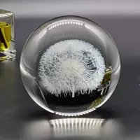 发光3d四叶草蒲公英银河水晶球送朋友同学毕业闺蜜创意生日礼物|蒲公英B款 80MM无底座