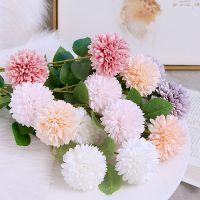 假花仿真花装饰客厅干婚庆家居卧室房间餐桌摆件塑料插花|3头蒲公英红粉白香槟紫5支