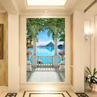 3d玄关自粘墙贴画大自然风景过道走廊背景墙装饰画防水防潮壁画|玄关6009款式 中号宽70cmX高150cm