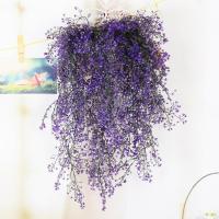 假花仿真花藤藤条装饰花艺客厅壁挂花垂吊塑料藤蔓花条吊兰金钟柳|短款紫蓝