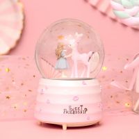千与千寻儿童节水晶球礼物毕业季音乐盒天空之城八音盒生日礼物女|仙鹿女孩-粉色 普通包装
