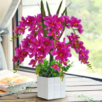 红掌仿真植物假花蝴蝶兰套装花卉家居装饰品绢花客厅摆件花艺盆景|方盆香雪兰9支深紫 默认