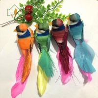 9cm仿真彩色羽毛小鸟庭院花园客厅摆件园林园艺配件幼儿园装饰|14CM金色小鸟 1只