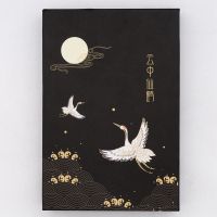 镜子化妆镜可折叠宿舍台式收纳储物公主镜梳妆桌面学生可爱少女心|黑色云中仙鹤