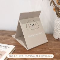 ins风少女心小镜子台式化妆镜折叠可爱便携宿舍桌面可立学生|棕色泰迪
