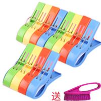 大号防风衣夹塑料夹子 晒棉被夹子衣服夹子 大号夹子|3包[12个装]+衣刷