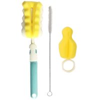 奶瓶刷子清洁刷套装婴儿用品海绵擦奶嘴刷吸管刷不锈钢毛刷子杯刷|海绵奶瓶清洁3件套