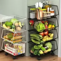 厨房蔬菜置物架落地多层放菜架子水果家用蔬果收纳筐菜篮子置物架