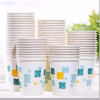 纸杯一次性杯子本色加厚环保大红喜庆家用商务办公|混色方块 500只