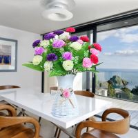 仿真花向日葵花束假花绢花塑料花单支太阳花装饰花客厅仿真小摆件|3束4色+仿瓷镂空盆