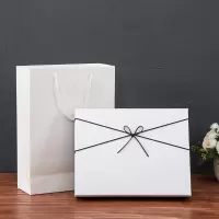 长方形生日礼物包装盒礼盒空盒精美礼品盒商务礼物包装盒|白色+手提袋+串灯 特小号18*13*5