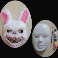 兔子面具女恐怖血腥熊面具男 blay装扮头套血腥兔熊猫面具发光兔|血腥兔十手绘面具(送颜料画笔)