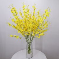 跳舞兰仿真花束干花卉假花装饰客厅摆设餐厅绢花|10支长款+大号玻璃瓶