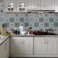 防水防油墙贴自粘贴纸橱柜翻新壁纸防潮垫厨房灶台耐高温铝箔锡纸|鸟语花香 宽60X长3米