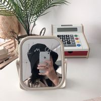 ins韩风家居软装桌面书房学生卧室放大可涂鸦米色化妆镜双面镜子|方形镜子 +一个史努比小圆镜[款式随机]