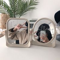 ins韩风家居软装桌面书房学生卧室放大可涂鸦米色化妆镜双面镜子|方形镜子+圆形镜子 +一支白板笔