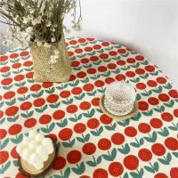 桌布布艺ins少女心书桌布学生课桌布野餐布北欧茶几餐桌布长方形|红花朵 40*60cm(2片装)