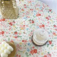 桌布布艺ins少女心书桌布学生课桌布野餐布北欧茶几餐桌布长方形|橘色花朵 60*60cm(床头柜常用)