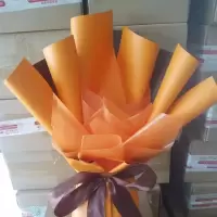 免包装花束壳 鲜花包装纸包花花束包装材零食花束全套包装|花泥爱马仕橙色