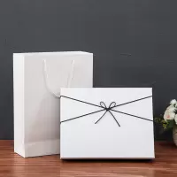 长方形生日礼物包装盒礼盒空盒精美礼品盒商务礼物包装盒|白色盒子+手提袋 中号30*23*6厘米