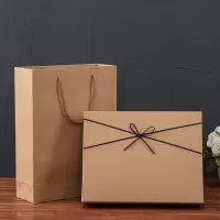 长方形生日礼物包装盒礼盒空盒精美礼品盒商务礼物包装盒|卡其色盒子+手提袋 特小号18*13*5