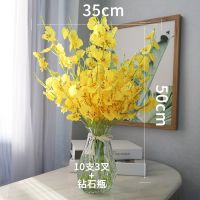 跳舞兰仿真花束干花卉假花装饰客厅摆设餐厅绢花|10枝新三头200多朵花+中号钻石瓶