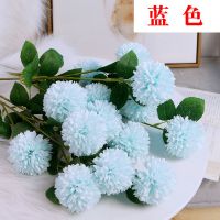 假花塑料花仿真花束玫瑰花束婚庆家居客厅装饰品摆件盆栽摆设绢花|蒲公英蓝色5支