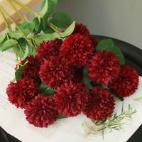 假花塑料花仿真花束玫瑰花束婚庆家居客厅装饰品摆件盆栽摆设绢花|蒲公英酒红色5支